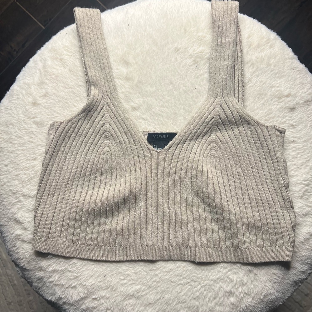 Forever 21 Taupe Ribbed Tank Top